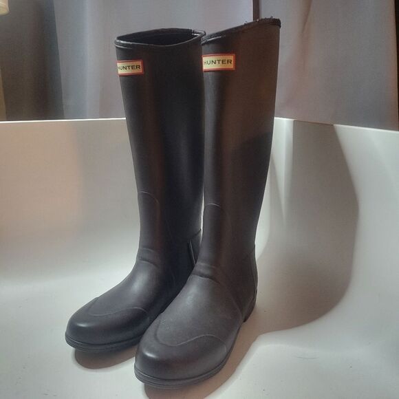Hunter Sandhurst Nylon Lacquer Tall Rain Boots Size 10 - Picture 2 of 16